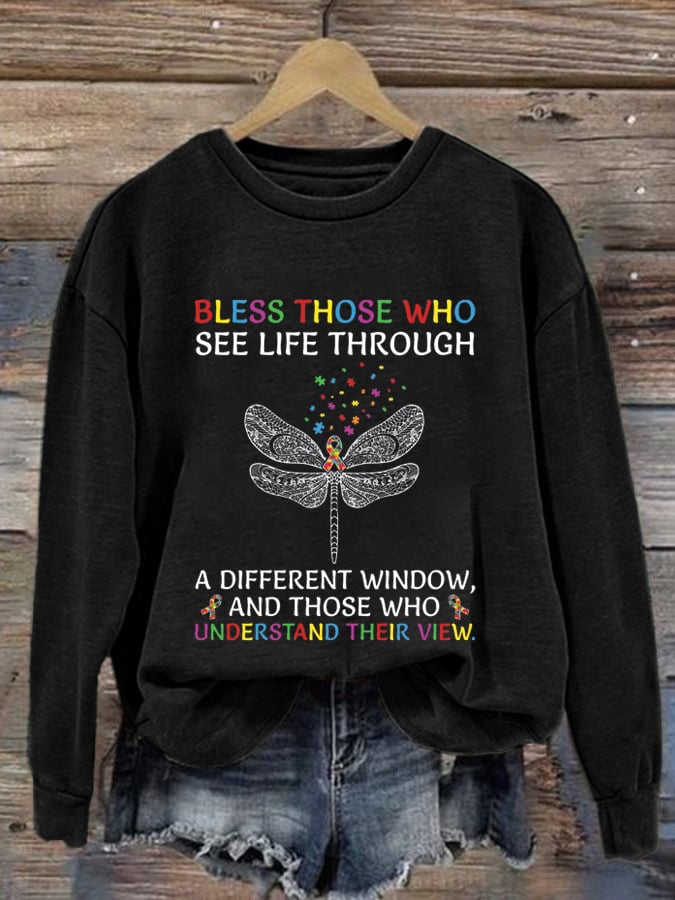 Women's Autism Awareness Print Casual Sweatshirt