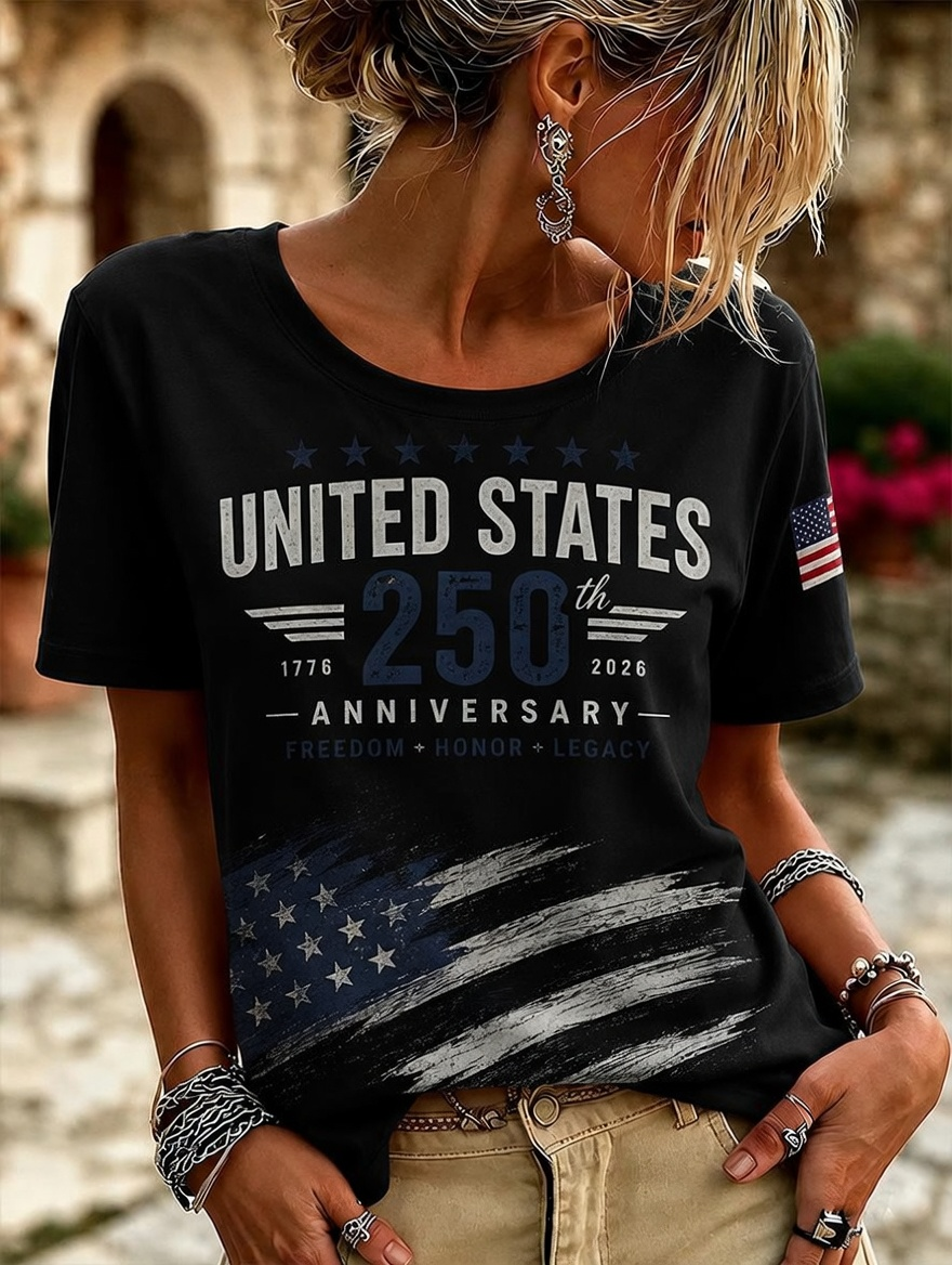 American 250th Anniversary Rhinestone Design Women's T-Shirt