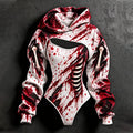 Women's Halloween Bloodstain One-sided Skeleton Print Hoodie Two-piece Set