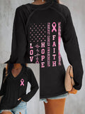 Women's Faith Hope Love Breast Cancer Awareness  Print Long Sleeve T-Shirt