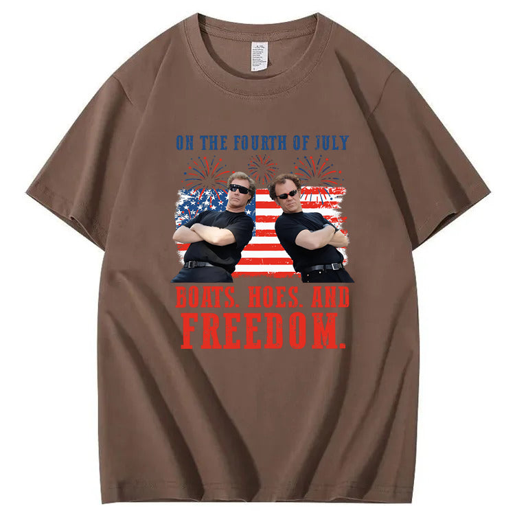 On The Fourth Of July Boats. Hoes. And Freedom 100%Cotton T-Shirt