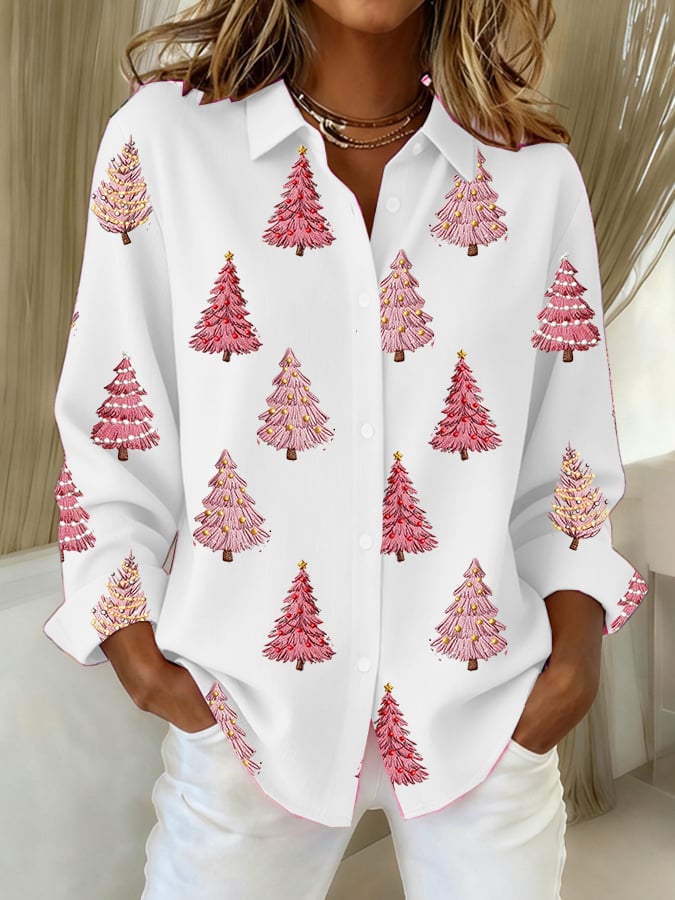Women's Christmas Cross Casual Collared Knit Cardigan