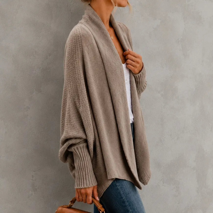 Elegant Batwing Sleeve Knitted Cardigan
