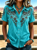 Women's Retro Ethnic Art Printed Shirt