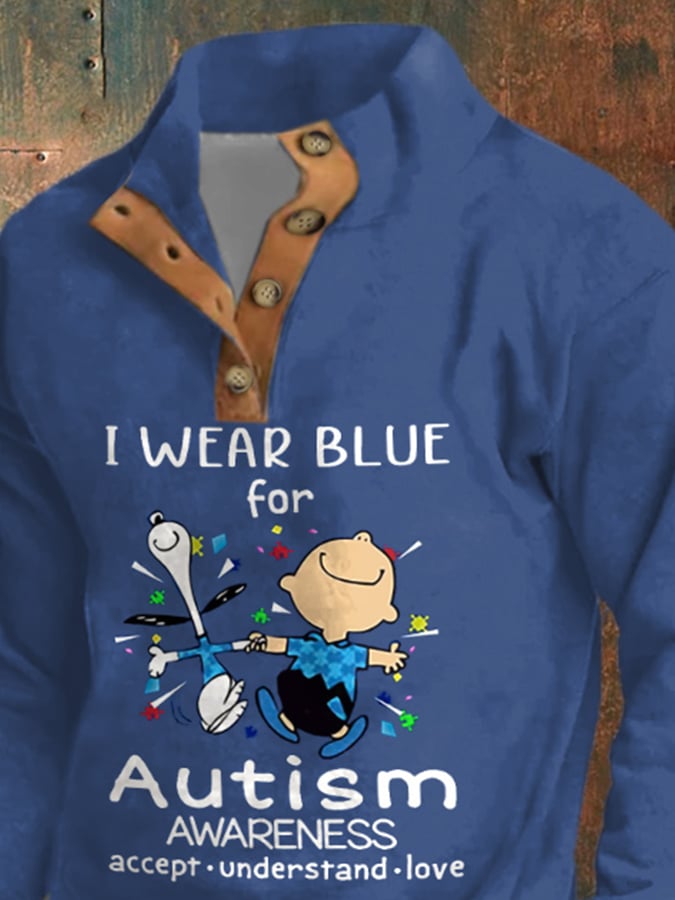 Retro Autism Awareness I Wear Blue For Autism Print Sweatshirt