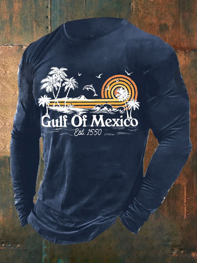 Men's Gulf Of Mexico Print Long Sleeve Top