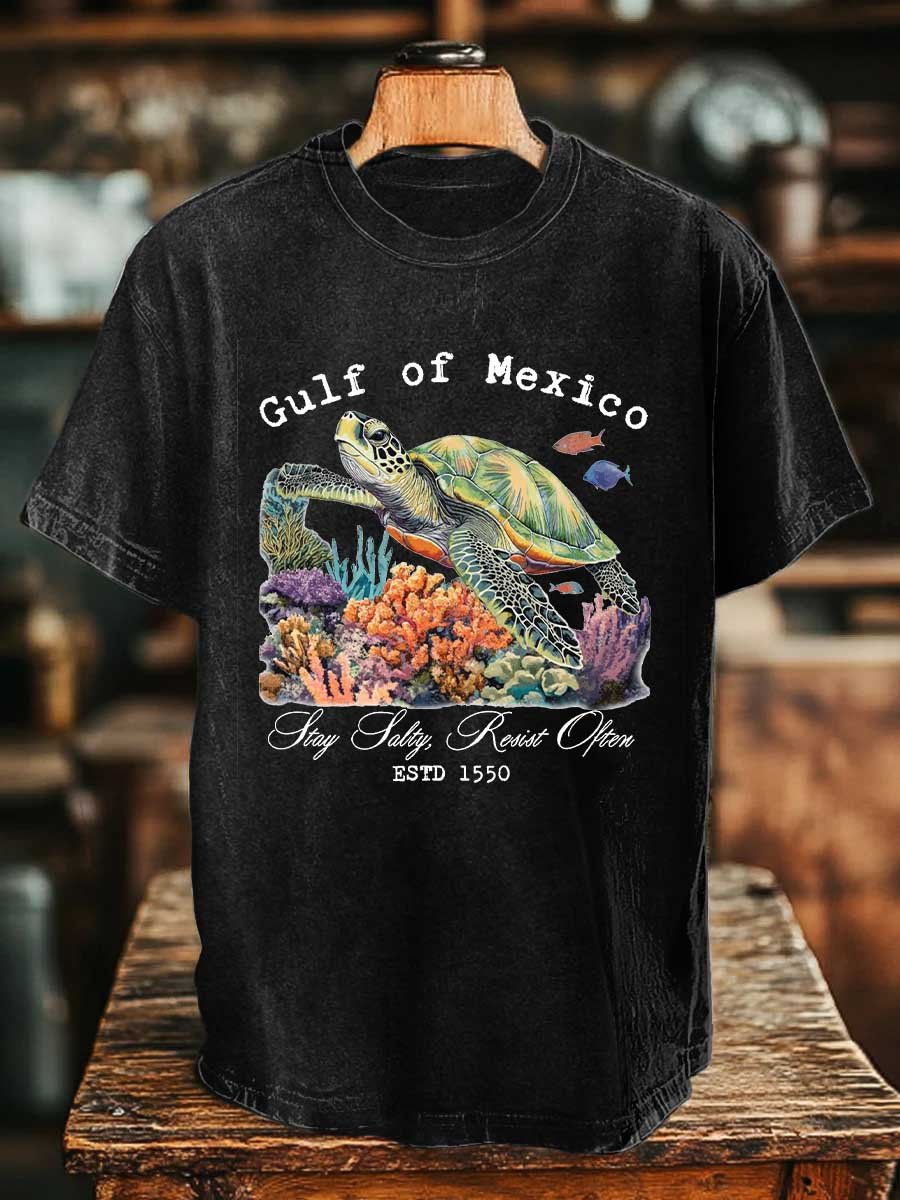 Men's Gulf Of Mexico Printed Round Neck T-Shirt