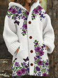 Women's Purple Print Hooded Jacket