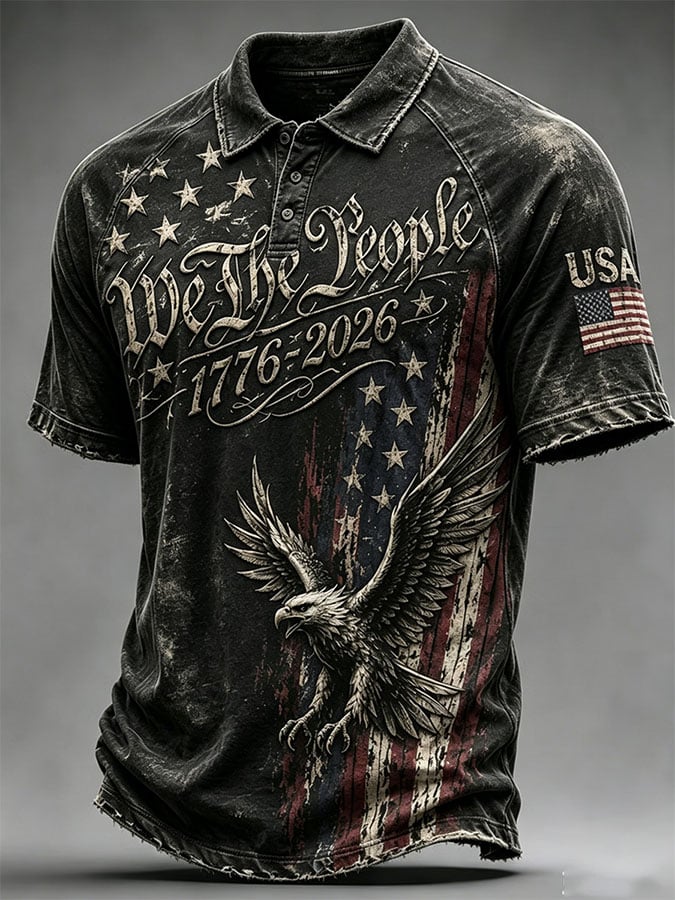 Men's Print Casual Polo Shirt