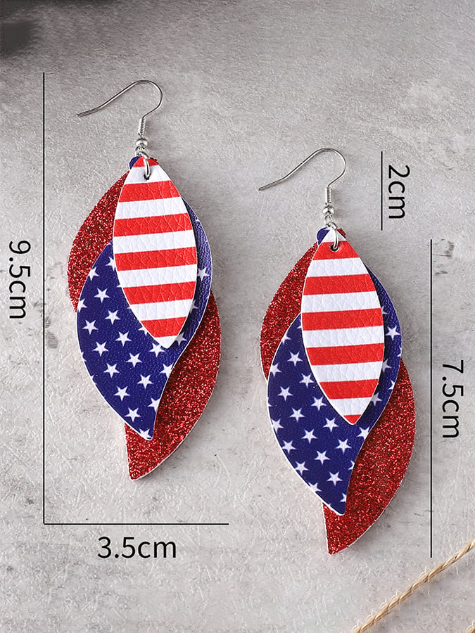 Independence Day Sequined Leather Drop Earrings