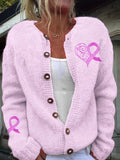 Women's Breast Cancer Print Knit Cardigan