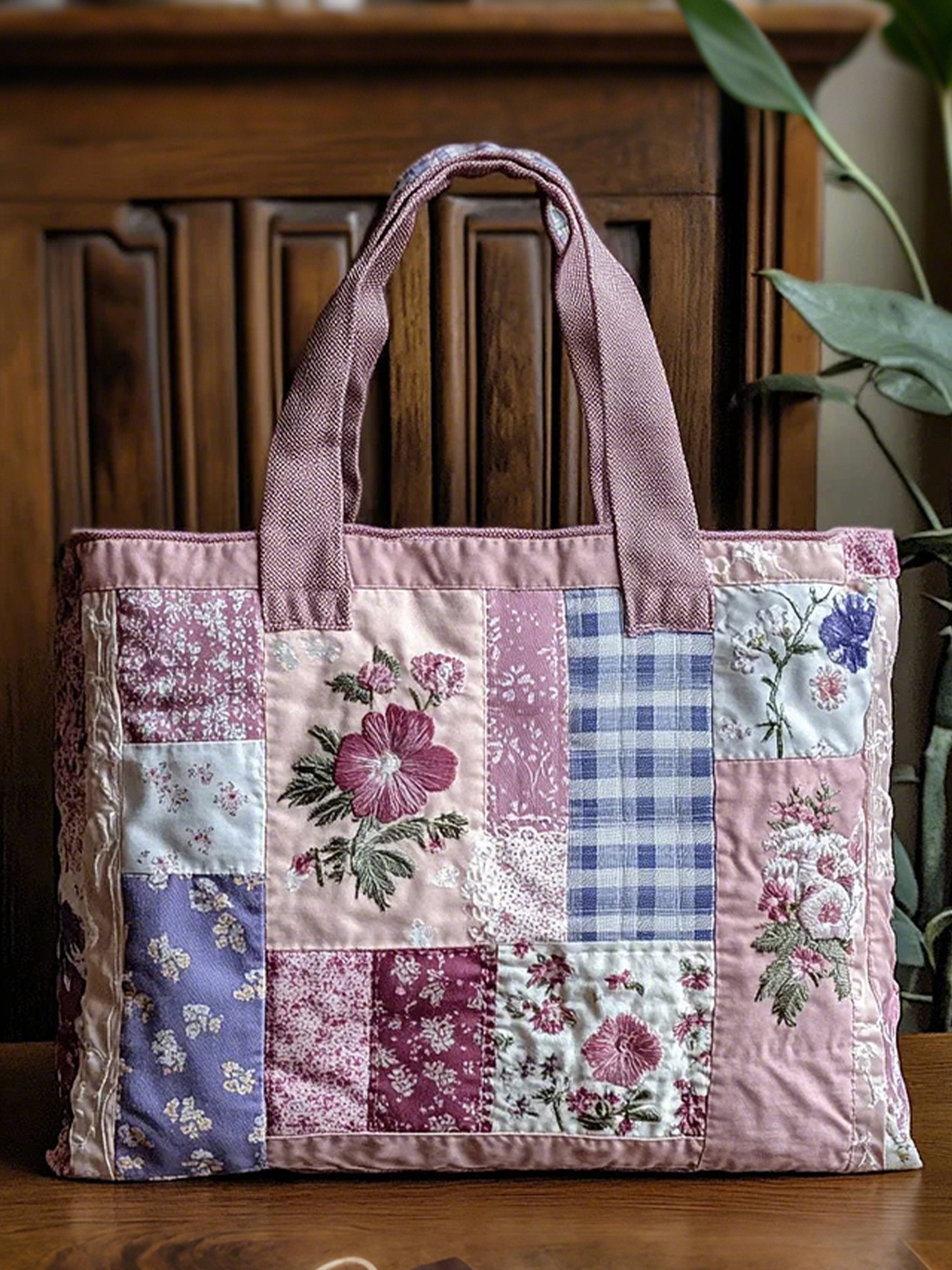 Women's Purple Floral Print Handbag