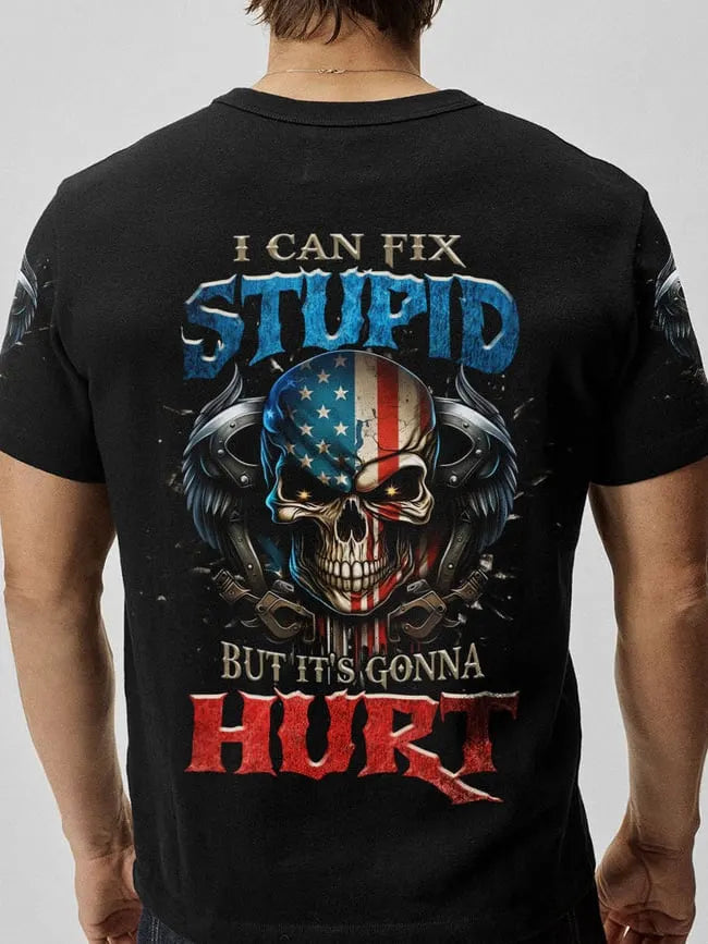 Men's Patriotic Skull Independence Day Print T-Shirt