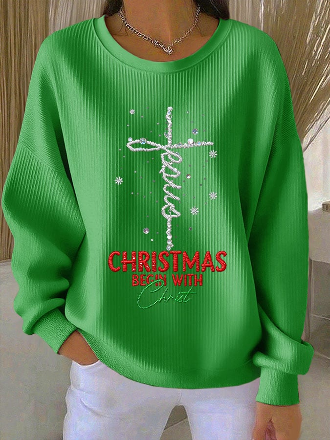 Women's Casual Print Long Sleeve Knit Top