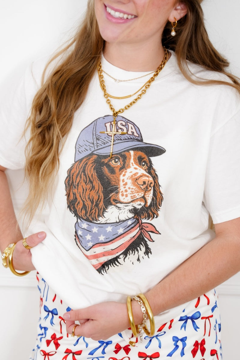Plus/Reg Short Sleeve "USA Dog" Graphic Tee