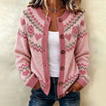 Women's Breast Cancer Awareness Month Rose Heart Graphic Icelandic Cardigan