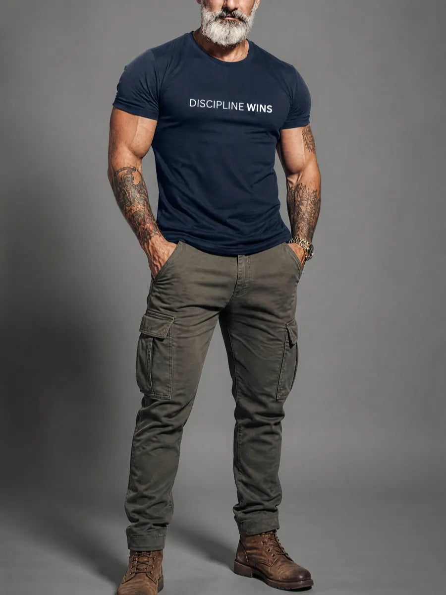Men'S Discipline Wins Crew Neck Cotton Short-Sleeve T-Shirt