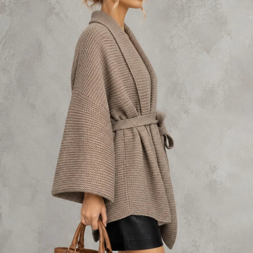 Elegant Knitted Tie-front Cardigan
