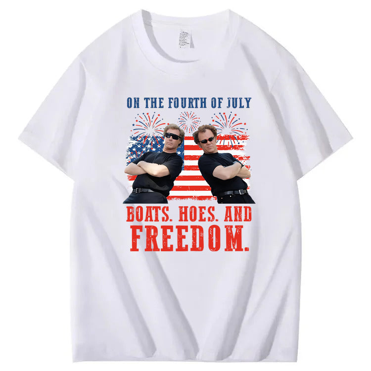 On The Fourth Of July Boats. Hoes. And Freedom 100%Cotton T-Shirt