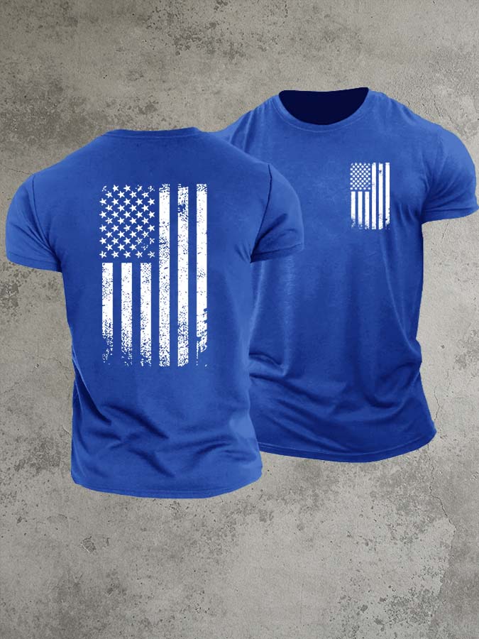 America Flag 1776 Pattern 100% Cotton T-Shirt