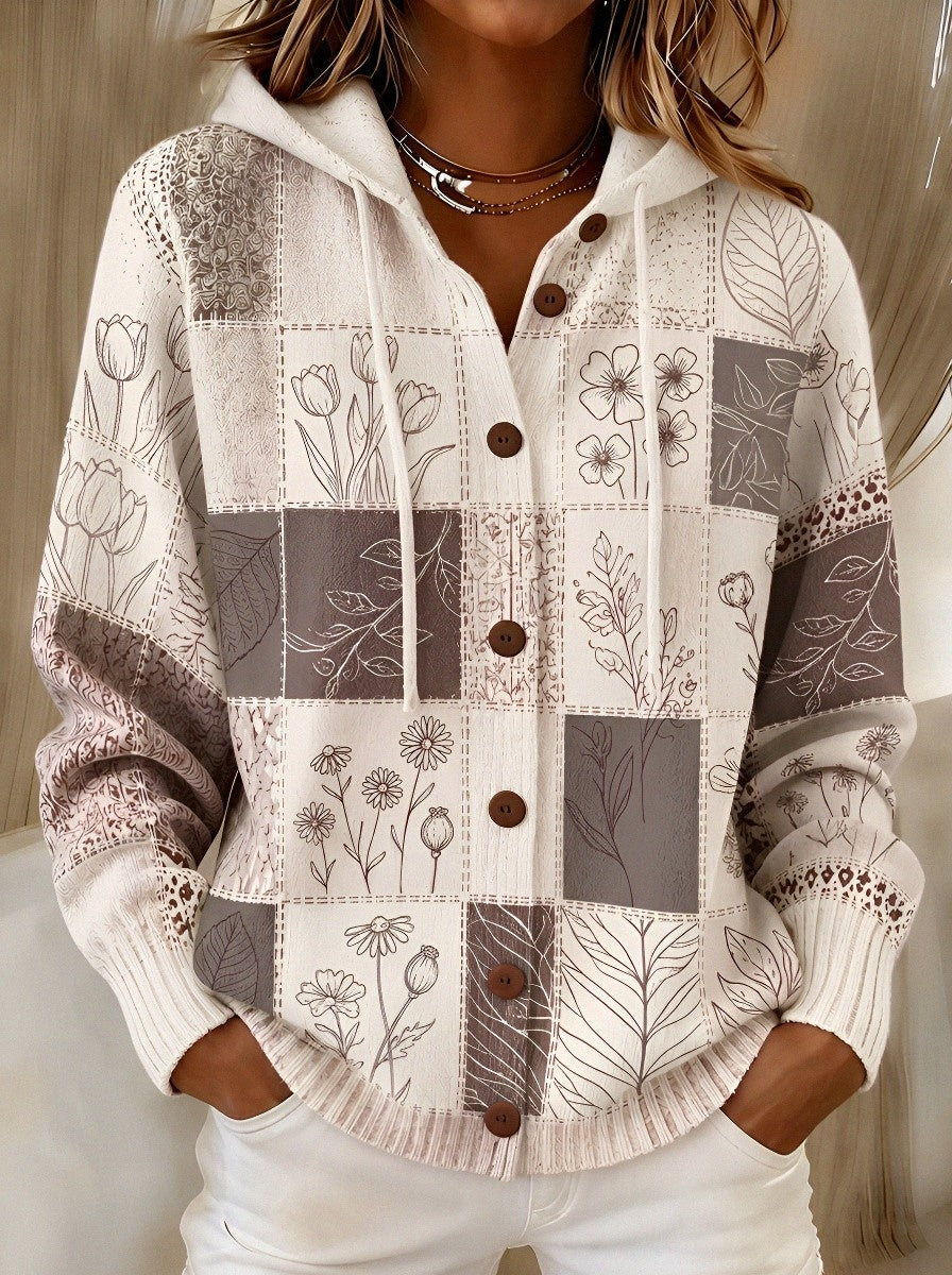 Women's Breast Cancer Awareness Pink Floral Patchwork Printed Cardigan