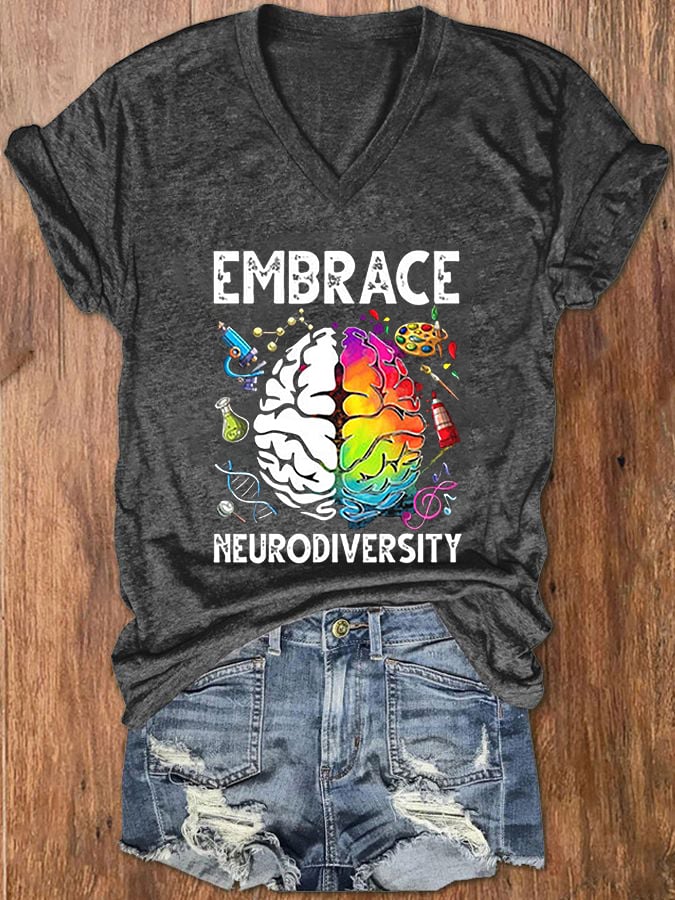 Women's Embrace Neurodiversity V-Neck T-Shirt