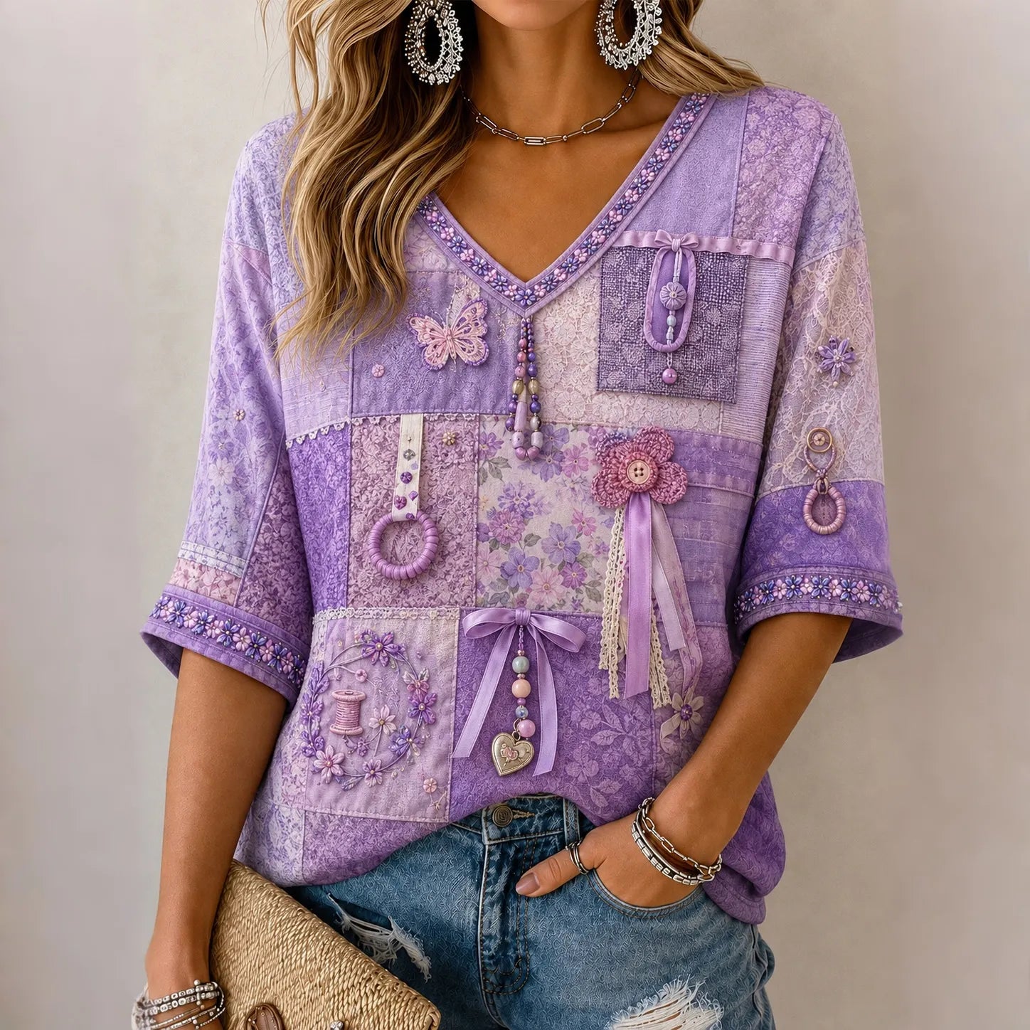 Women's Anxiety-relieving Quilt Blanket Pattern Print Alzheimer's Awareness Support T-shirt
