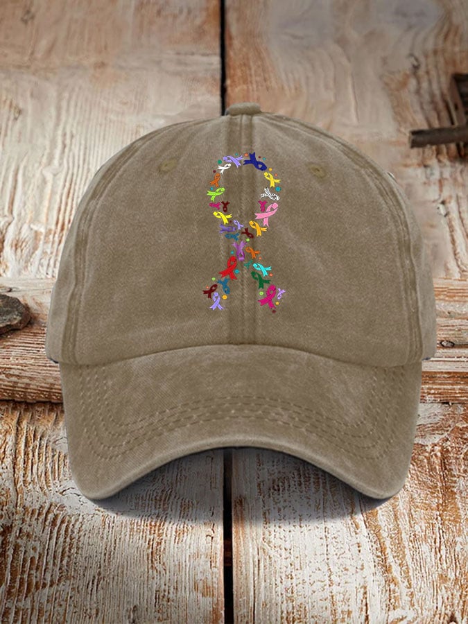 All Cancer Awareness Colorful Ribbon Hat