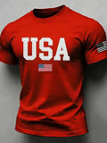 American Flag Independence Day Celebration Classic Pattern 100% Cotton T-Shirt