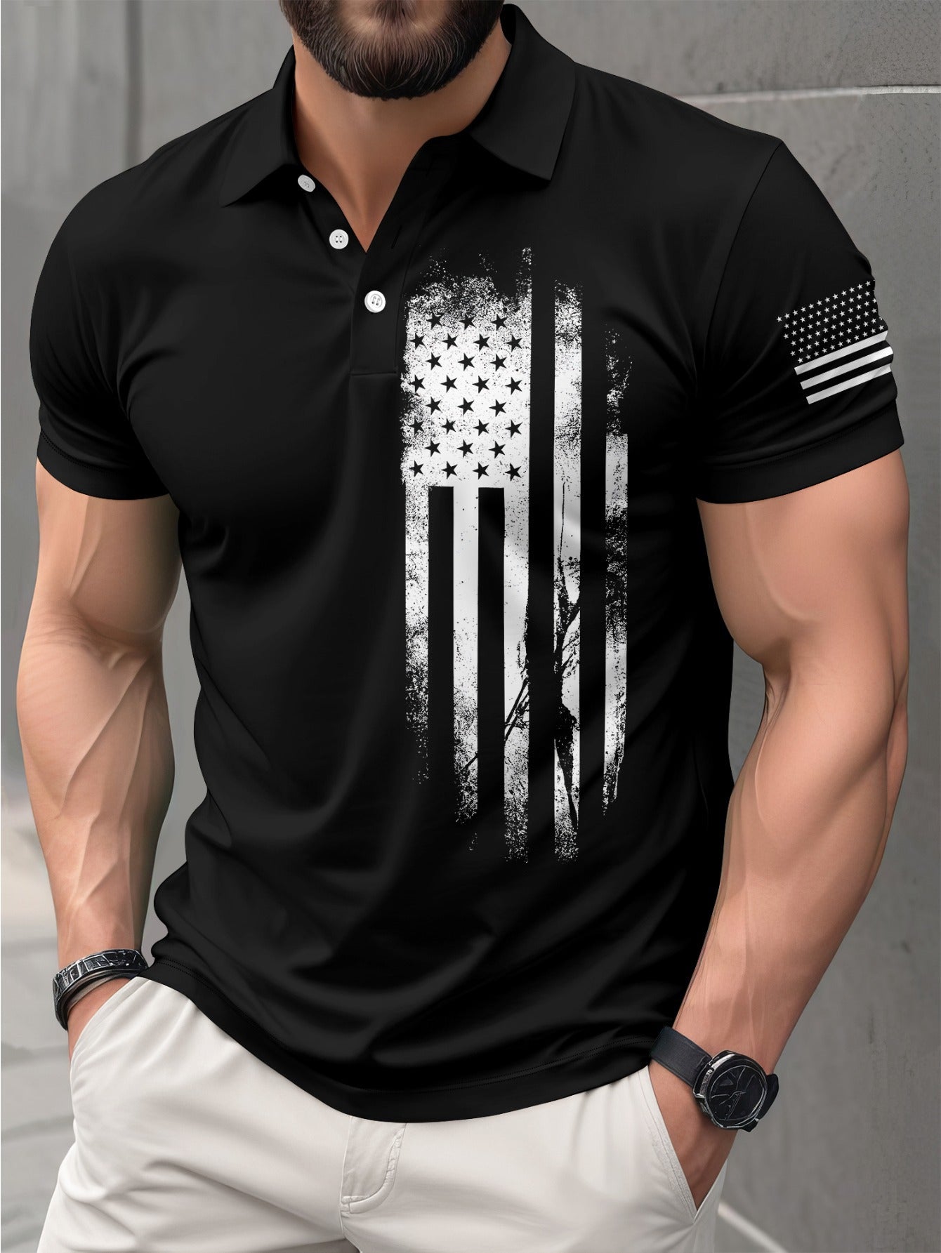 Men's USA America Flag Independence Day  Polo Shirt