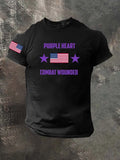 Purple Heart Combat Wounded Pattern 100% Cotton T-Shirt