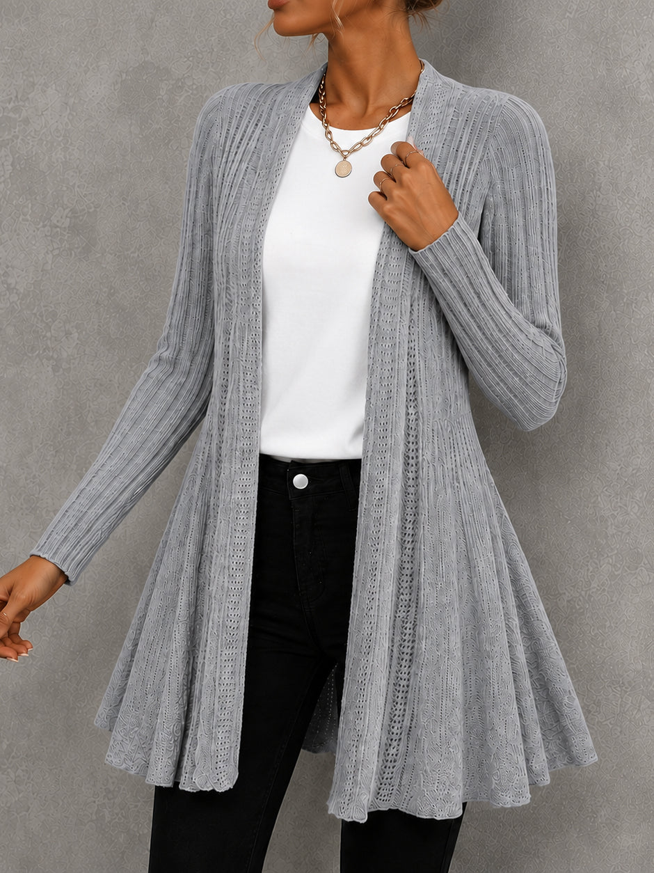 Elegant Knitted Long-sleeved Mid-length Cardigan