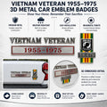 🇺🇸 Vietnam Veteran 1955–1975 Memorial Car Emblem Metal Badge