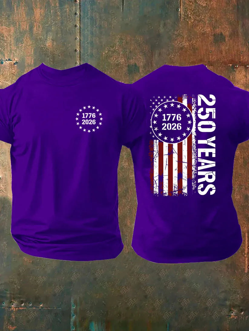 1776 2026 250 Years Pattern 100% Cotton T-Shirt