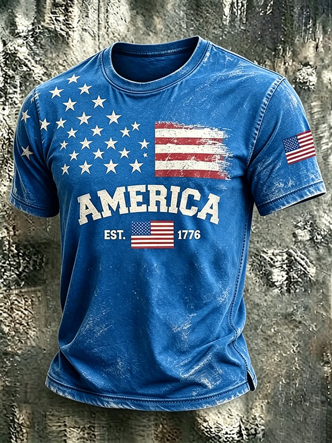 Men's 250th Anniversary Independence Day Art Printed Casual T-shirt