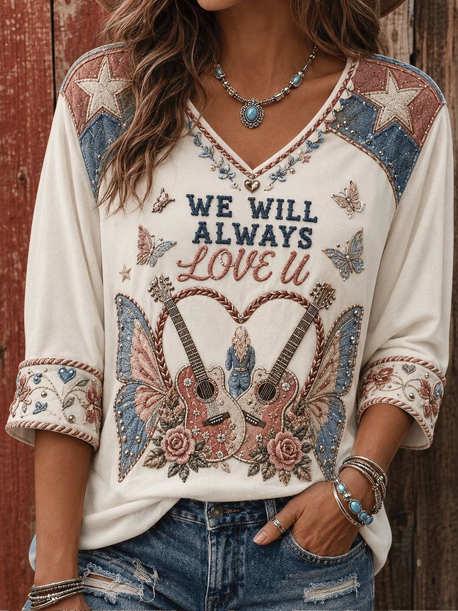 Women's Rip Country Music Lover Queen of Country Print T-Shirt