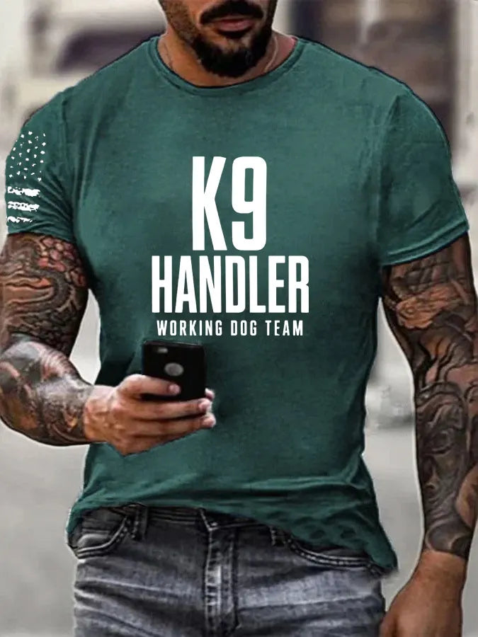 K-9 Handler Working Dog Team Pattern 100% Cotton T-Shirt