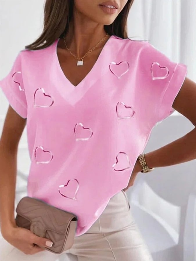 Women's Breast Cancer Print Short Sleeve T-Shirt