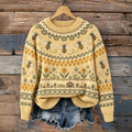 Women's Retro Cute Bee Ethnic Pattern Cozy Fair Isle Style Knit Sweater