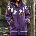 Women's Halloween Ghost Polka Dot Print Hooded Cardigan Sweater