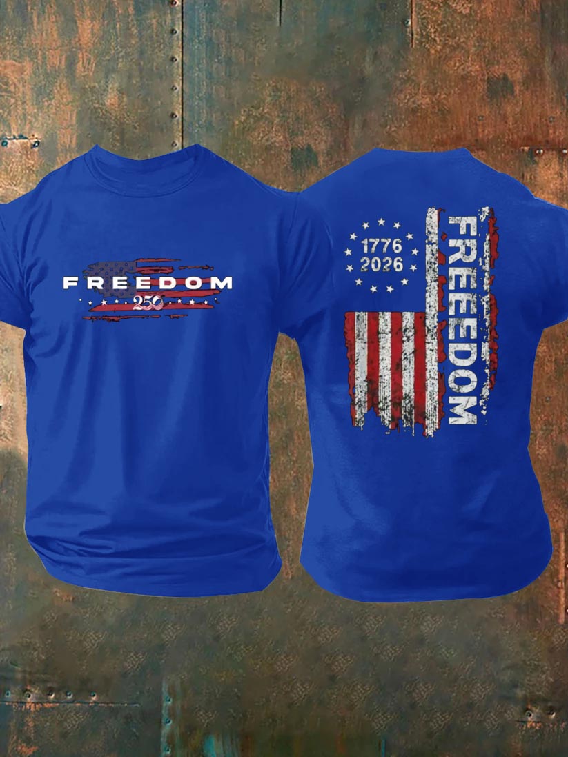 Freedom 250th Anniversary Pattern 100% Cotton T-Shirt