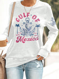 Women's Gulf Of Mexico Print Round Neck Sweatshirt