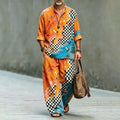 Men's Retro Abstract Geometric Art Shirt And Pants Two Piece Set