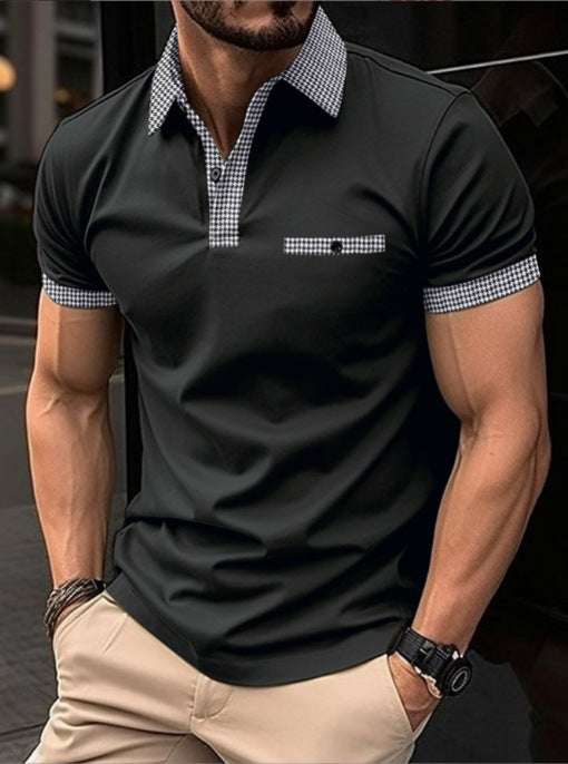 Men's Plaid-Panel Polo Shirt