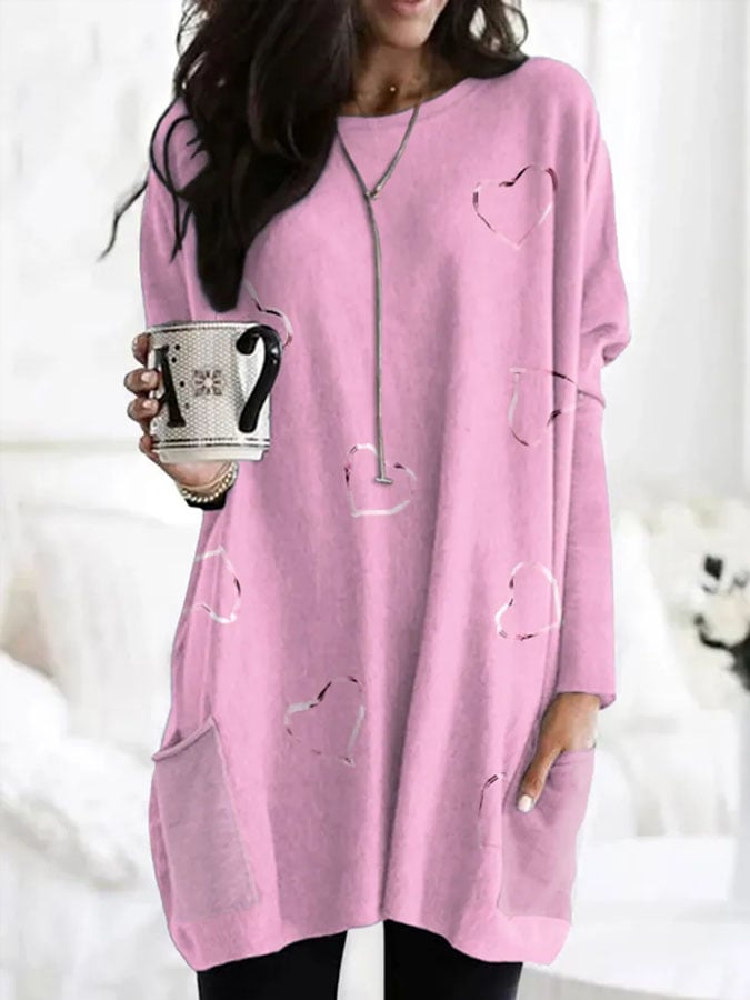 Women's Breast Cancer Print Pocket Top