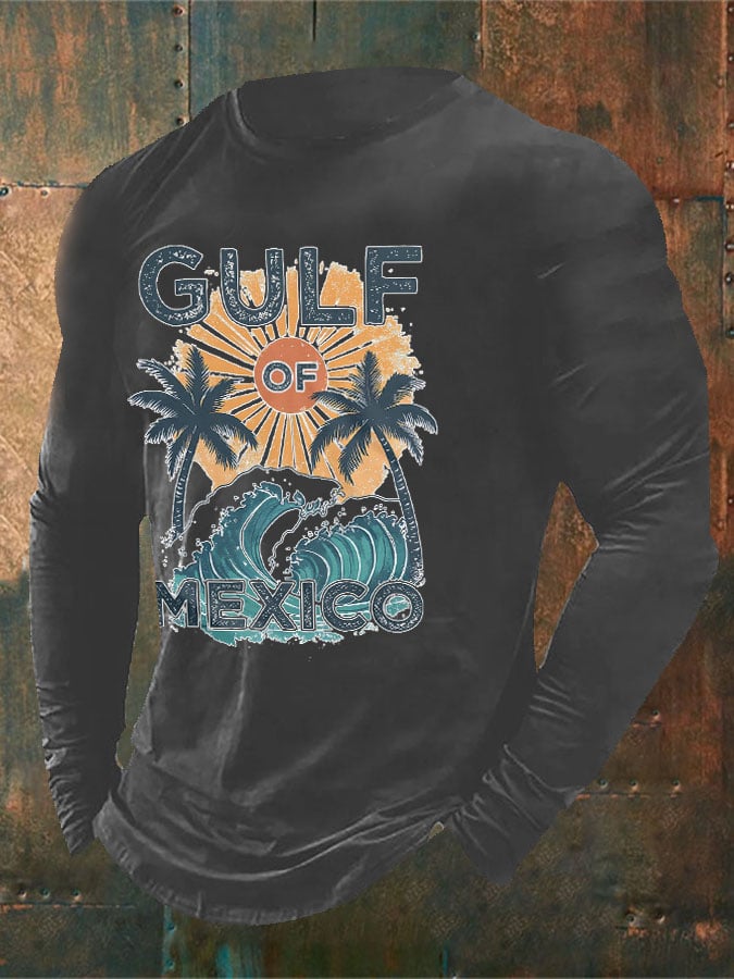 Men'S Retro Gulf Of Mexico Print T-Shirt