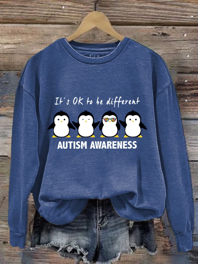 Women's Autism Awareness Print Casual Sweatshirt