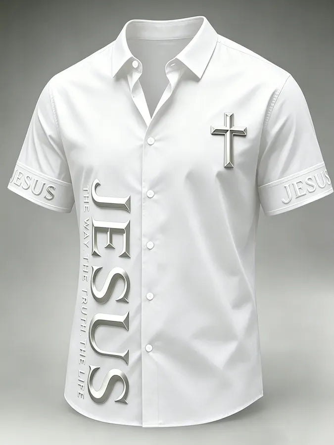 Men's Faith Cross Printed Casual Shirt