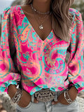 Women's Floral Paisley Pattern Fashion Casual Blouse