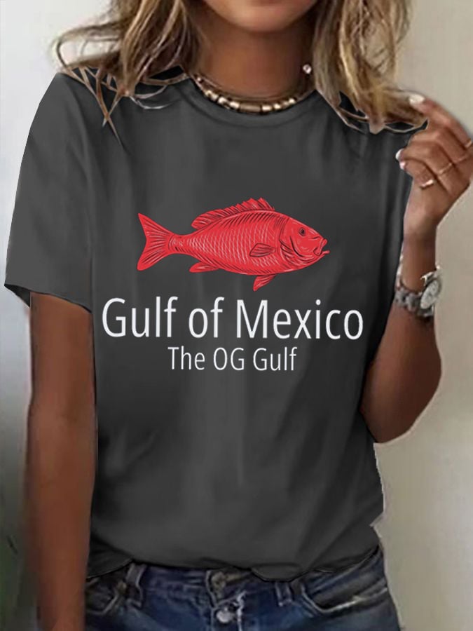 Women's "Gulf Of Mexico, The Og Gulf" Printed Casual T-Shirt